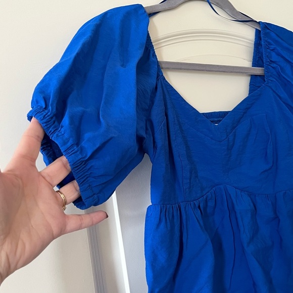 Nine West Rich Blue Balloon Sleeve Blouse Women’s size small - Picture 8 of 13